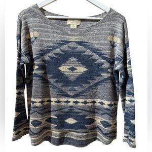 RALPH LAUREN Denim & Supply Aztec Knit Sweater Blue Tan Southwestern Vintage S